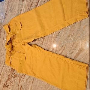 LOFT tie at waste womens mustard yellow crops; size 10 Petite